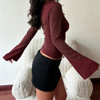 Hollow Out Bow Bandage Long-Sleeved