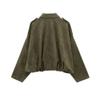 Suede-Texture Bomber Jacket
