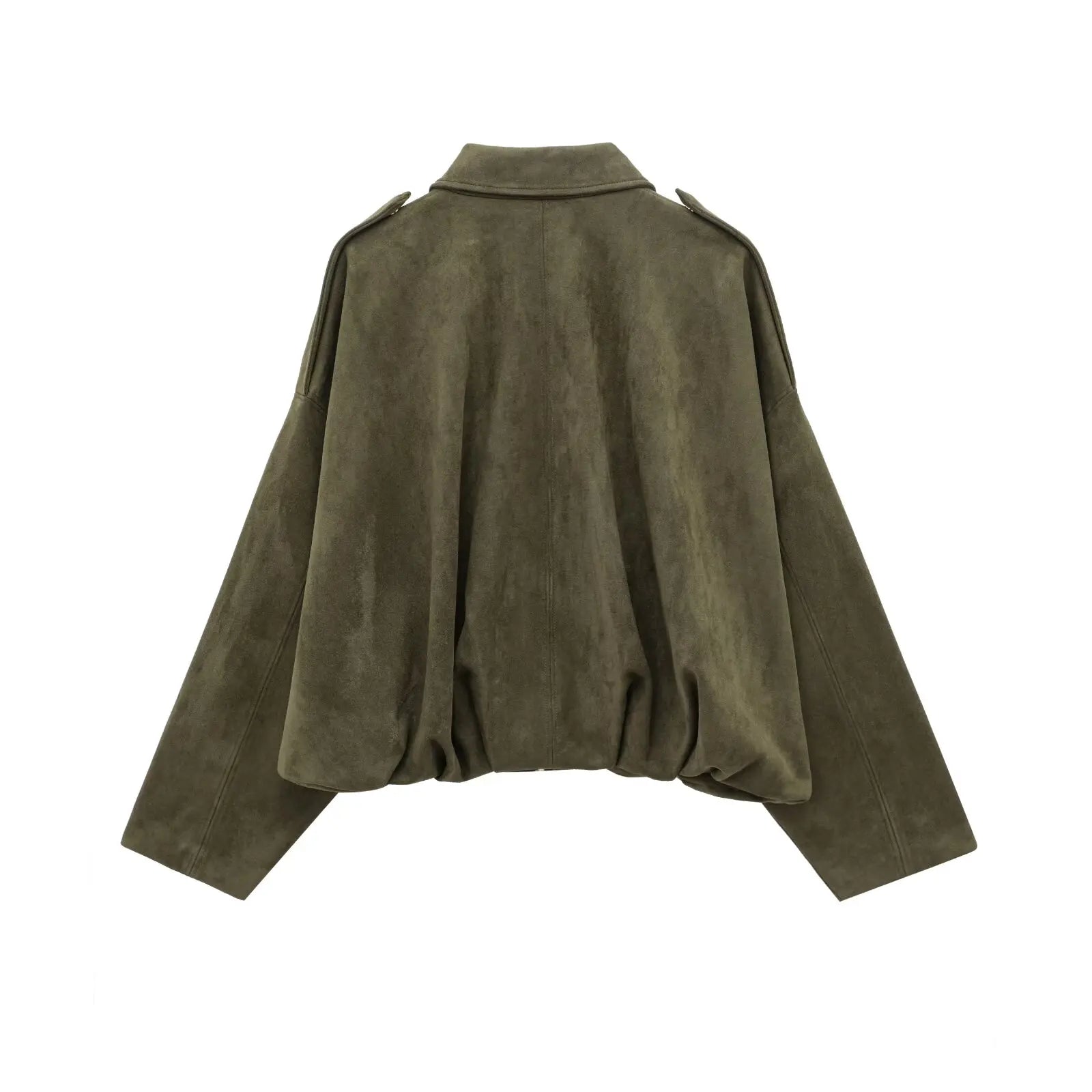 Suede-Texture Bomber Jacket