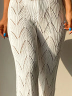 High-Waisted Crochet Wide-Leg Beach Trousers