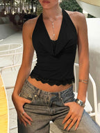 Sexy Ruffled Backless Crop Top