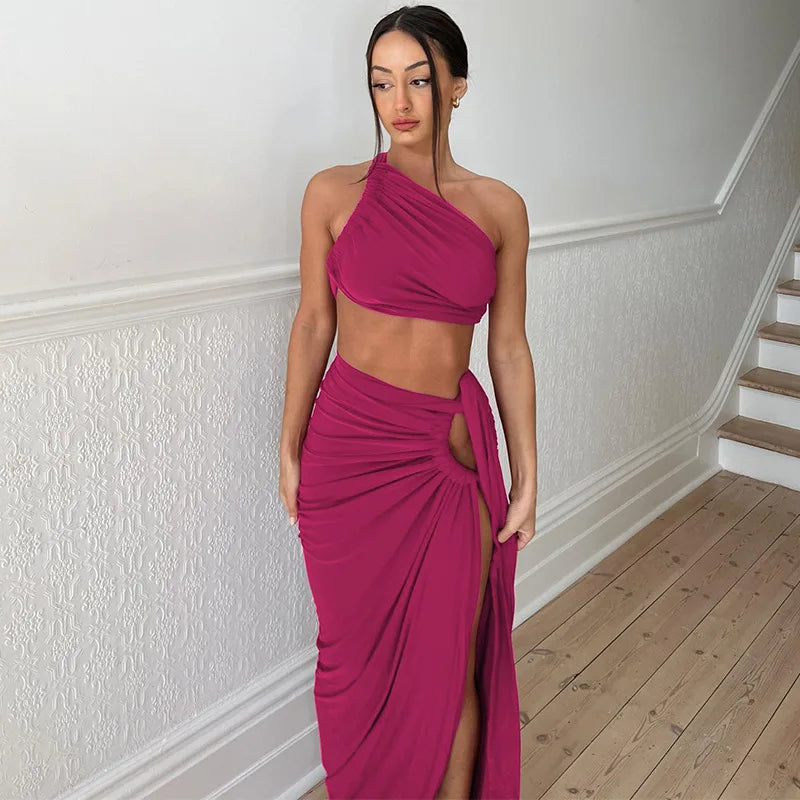 2-Piece Backless Crop & Side-Slit Maxi Co-Ord