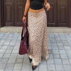 Leopard Print Double-Layered Long Skirt