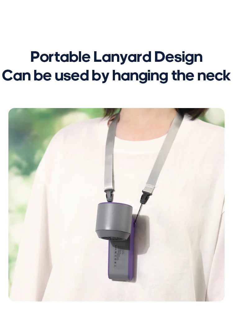 Portable High Speed Cooling Handheld Fan 3600mAh Rechargeable 100 Speed Adjustable Mini Foldable Air Cooling Turbo Fan & Lanyard