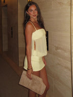 Backless See-Through Chiffon Patchwork Mini Dress