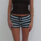 Low-Waist Knitted Drawstring Shorts
