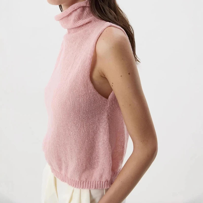 Turtleneck Hollow Knitted Vest