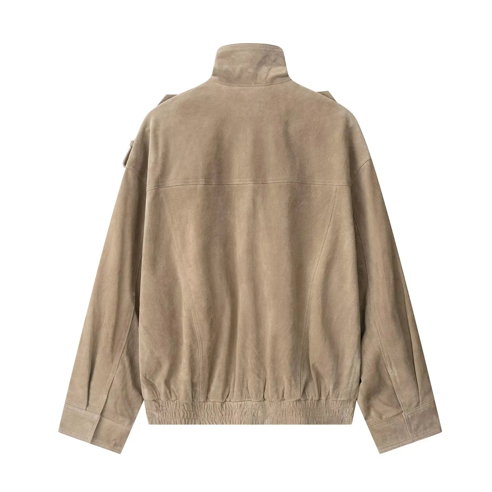 Vintage Suede Textured Leather Bomber Jacket