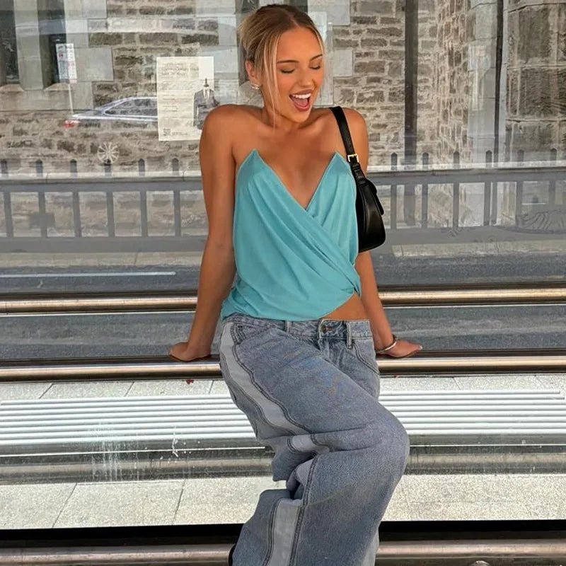 Pleated Halter Crop Top