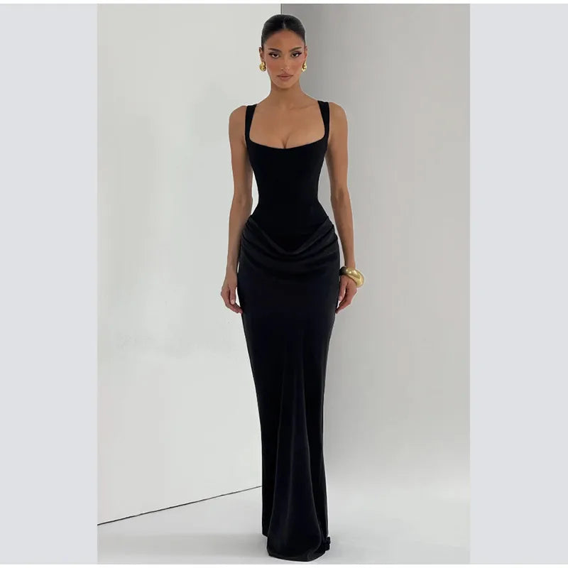 Pleated Sling Maxi Dress