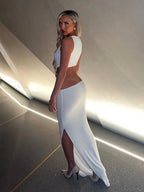 Hollow-Out Sleeveless Maxi Dress