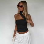 Halter Scarf Strapless Crop Top
