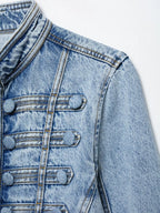 Cropped O-Neck Denim Jacket