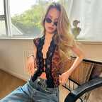 Ruffled Lace Patchwork Mesh Corset