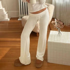 Drawstring Mid-Waist Straight Leg Trousers