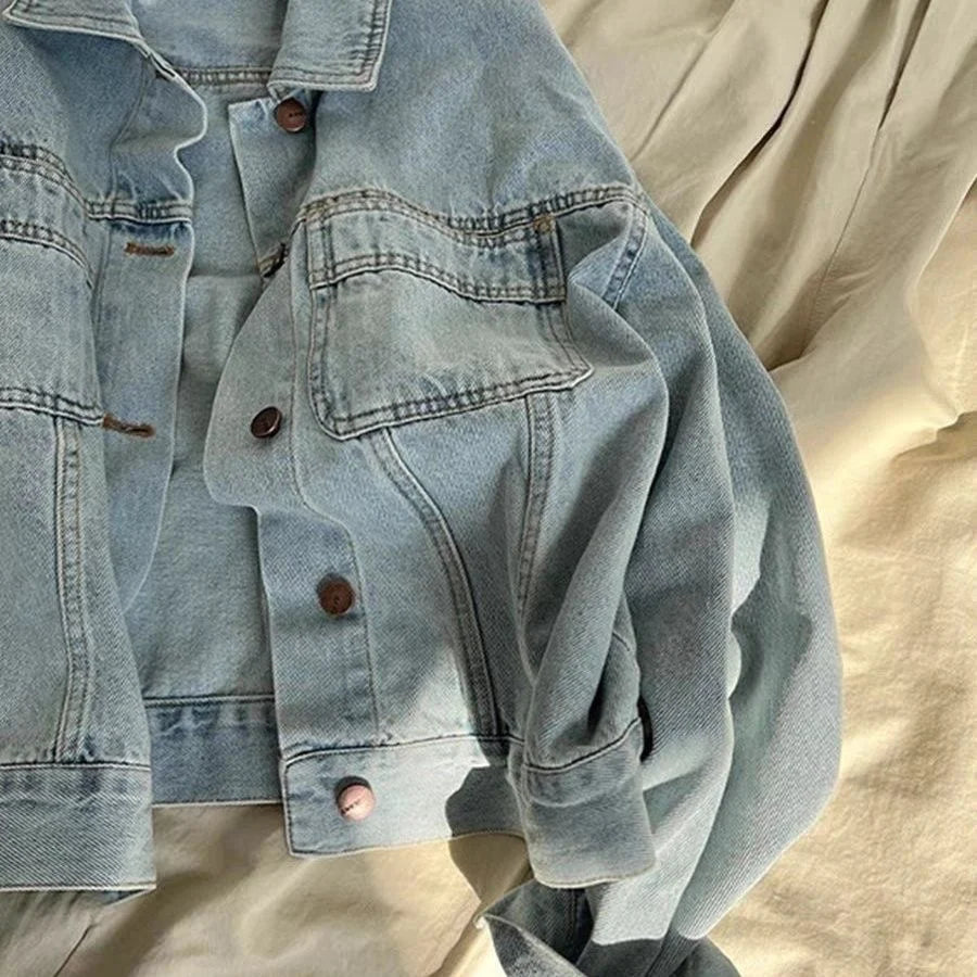 Washed, Short Sleeve Denim Jacket