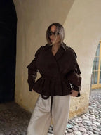 Brown Suede Long Sleeve Jacket