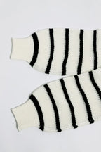White & Black Oversized Striped Knit Jumper