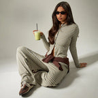 Striped Cardigan & Loose Trousers Co-Ord