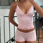 Floral Lace Camis Two-piece Pajamas Set