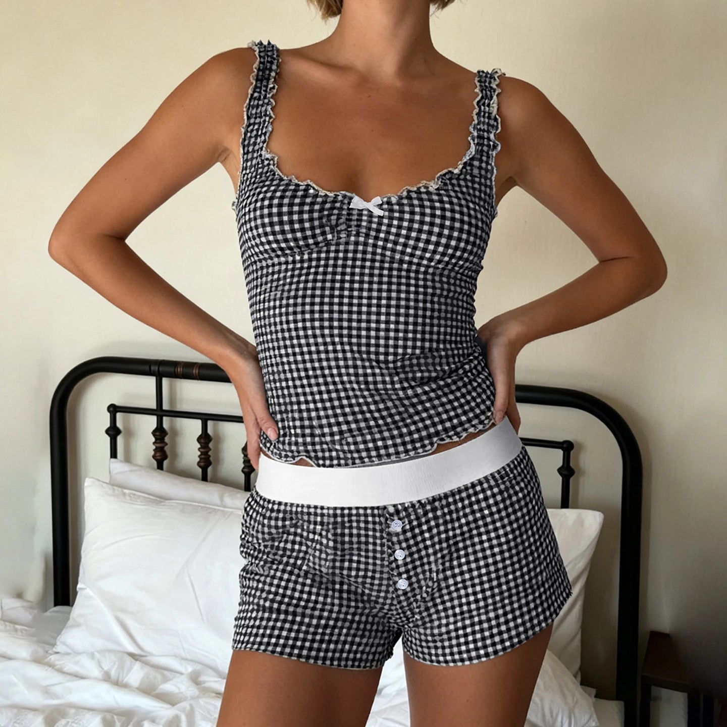 Bow-Tie Tank Top and Shorts Set
