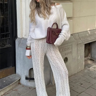 High-Waisted Patchwork Beach Trousers