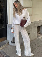 High-Waisted Patchwork Beach Trousers