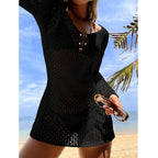Long Sleeve Knit Bikini Cover-Up Dress