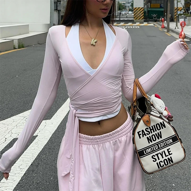 Cross Wrap Long Sleeved Top
