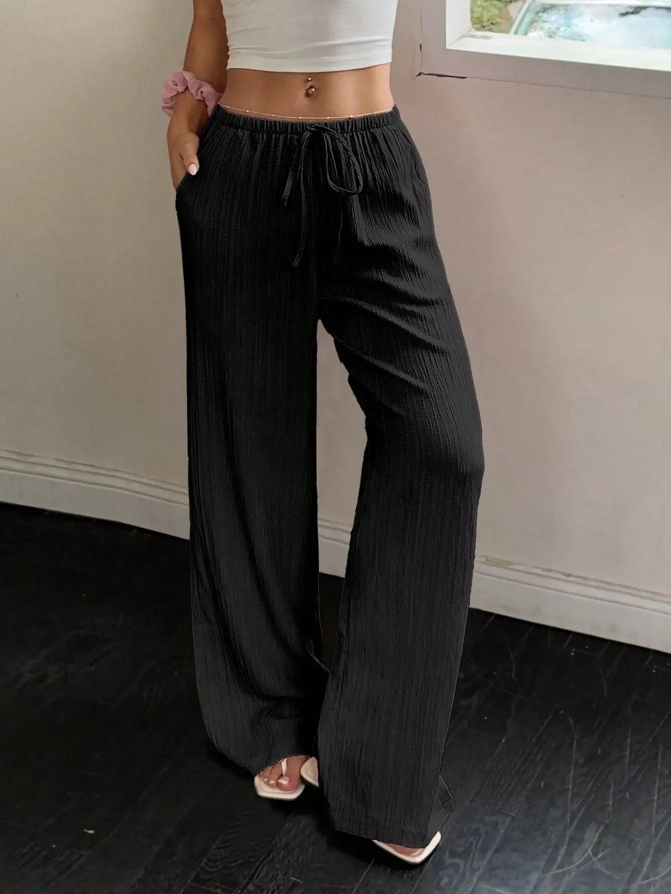 Straight Leg Floor Length Trousers