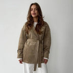 Suede Lapel Overcoat