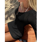 Long Sleeve Knit Bikini Cover-Up Dress