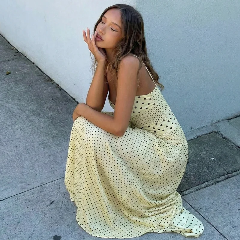 Lace Up Polka Dot Beach Dress