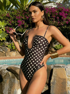 Polka Dot Monokini Cut-Out One-Piece Swimsuit