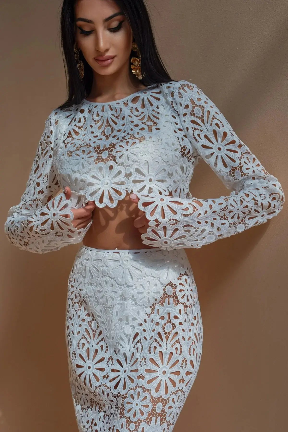 Embroidery Hollow-Out Co-Ord