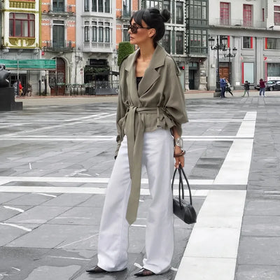 Lace-Up Pocket Trench Jacket