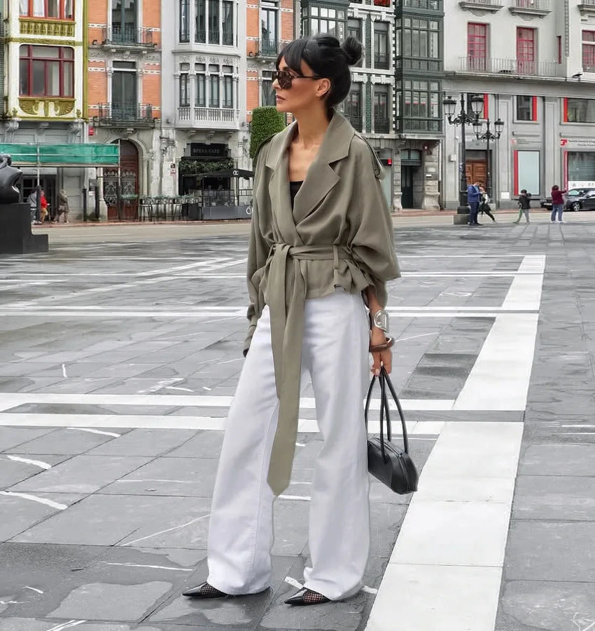 Lace-Up Pocket Trench Jacket