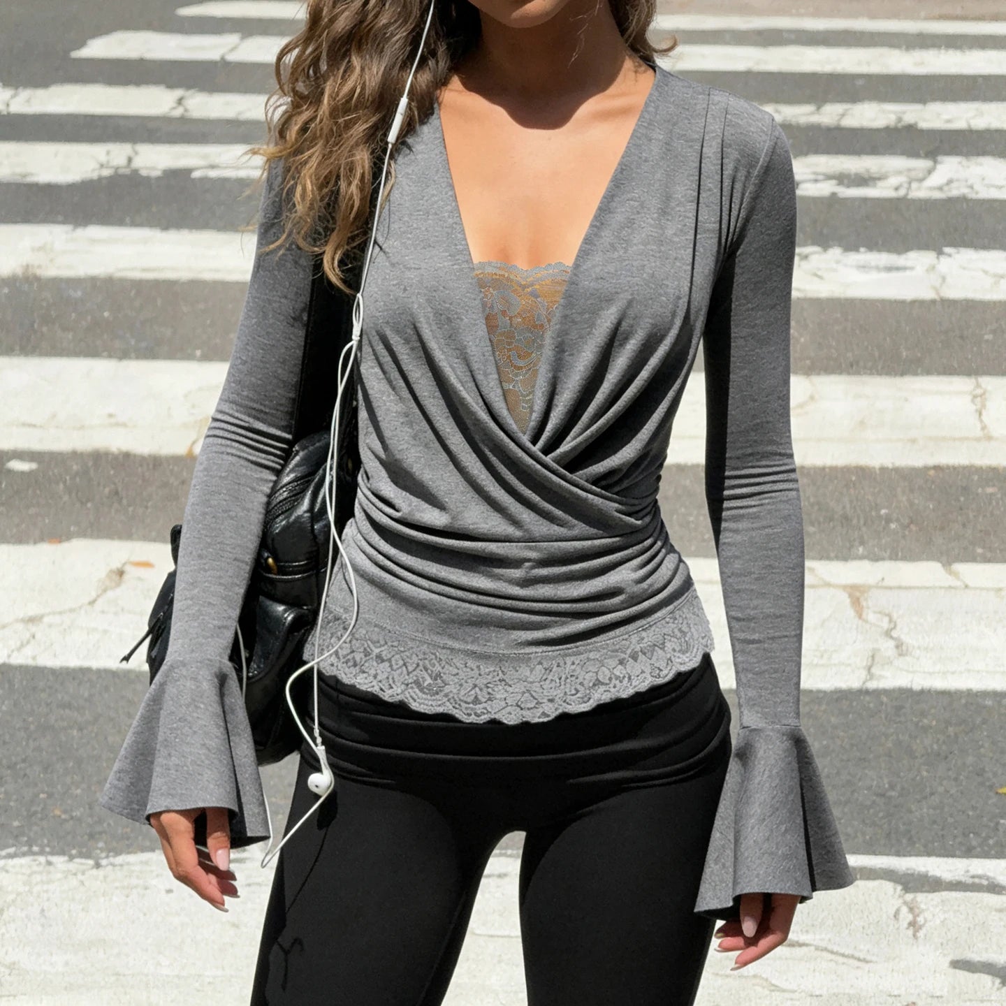 Elegant Lace Patchwork Two-Piece T-Shirt