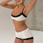 2 Piece White Polka Dot Pajama Set