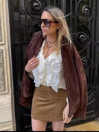 Brown Suede Loose Jacket