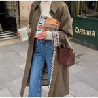 Notch-Lapel Long Trench Jacket