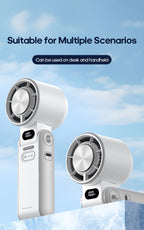 Portable High Speed Cooling Handheld Fan 3600mAh Rechargeable 100 Speed Adjustable Mini Foldable Air Cooling Turbo Fan & Lanyard