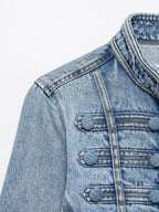 Cropped O-Neck Denim Jacket