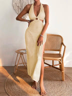 Halter Neck Knit Maxi Dress
