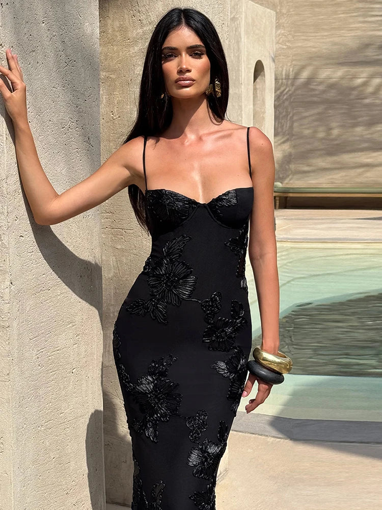 Floral Embroidery Maxi Dress