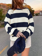 Loose Fit Striped Knitted Jumper