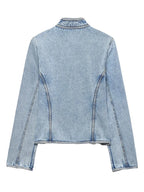 Cropped O-Neck Denim Jacket