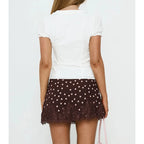 Floral Lace Satin Mini Skirt