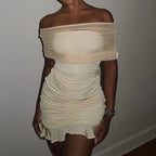 Mesh Off-Shoulder Mini Dress