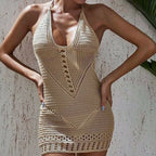 Sexy Knitted Backless Beach Dress